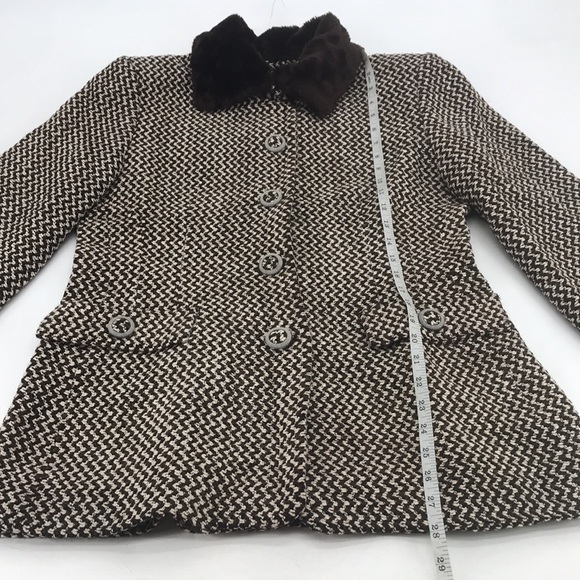 Vintage 90’s Luisa Spagnoli Boucle Knit Faux Fur Structured Blazer Jacket - Picture 15 of 16